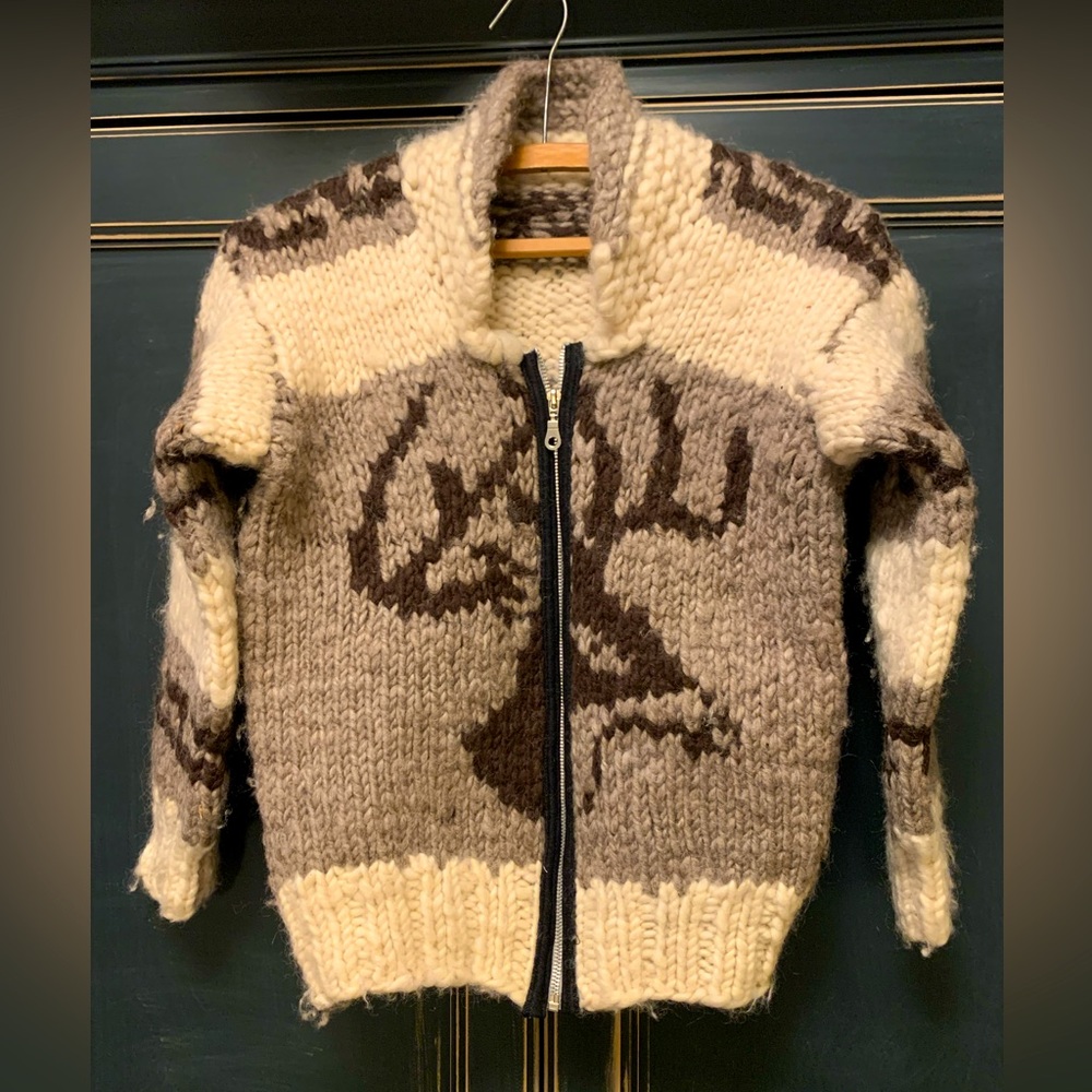 Stunning Cowichan wool sweater jacket. Size XS
